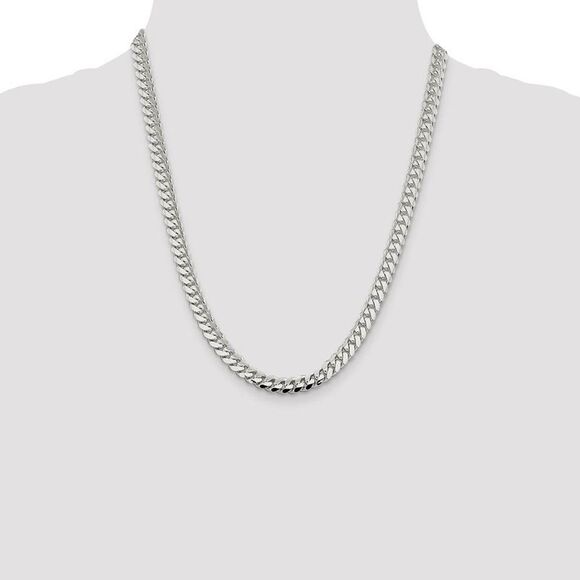 Mens 7.25mm Sterling Silver Solid Domed Curb Chain Necklace, 22 Inch - Picture 3 of 8